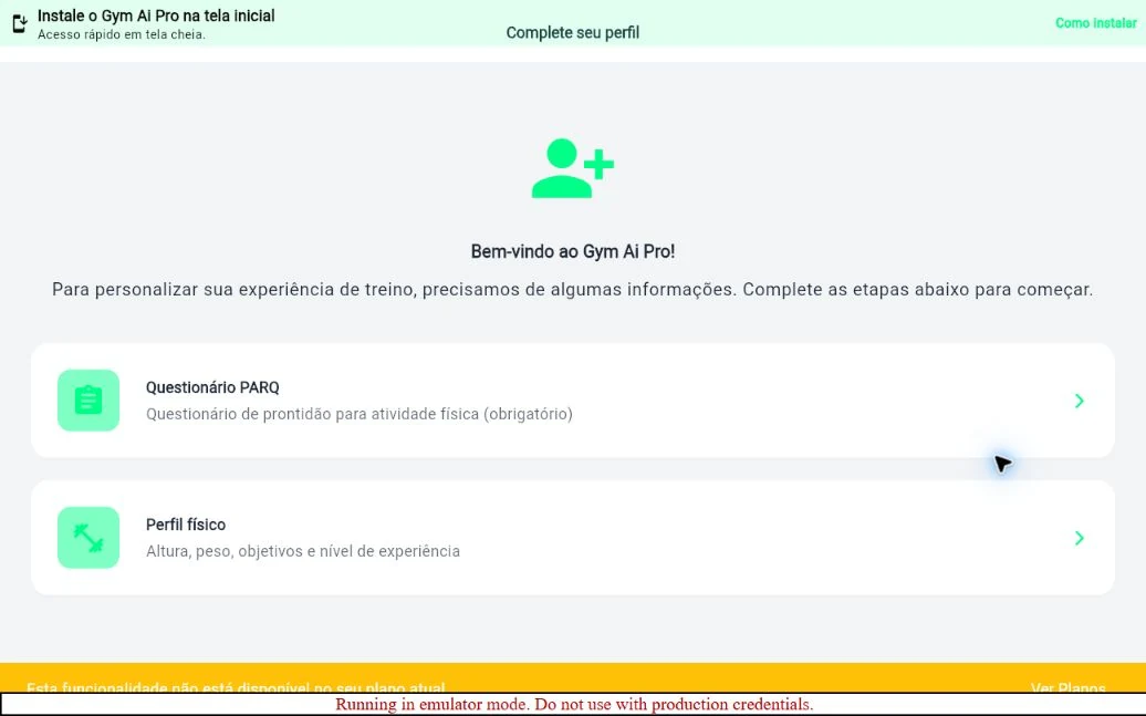 Tela Conclusão de perfil da plataforma
