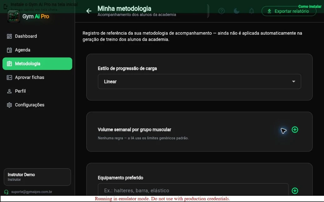 Tela Metodologia da plataforma